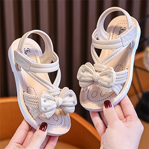 Qvkarw/ Детски Сандали; Меки обувки на равна подметка; Модни Удобни Сандали с цветя модел; Лесна обувки за първите разходки принцеса (Бежово, за малко дете 11,5)