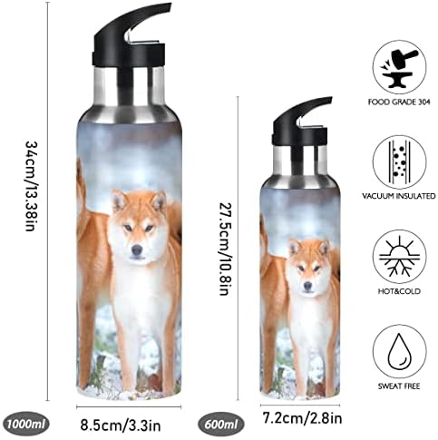 Glaphy Японската Бутилка за вода за кучета порода Shiba-ин със Сламен капак, не съдържа BPA, 20 грама, Бутилки