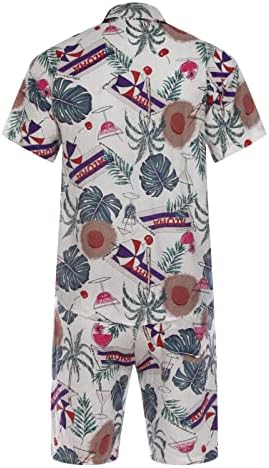 Мъжки Хавайска Риза с копчета Размер Плюс, Тропически Костюм, Спортен Костюм от 2 теми, Мъжки Ризи с Къс ръкав и къси Панталони, Пижамный Комплект