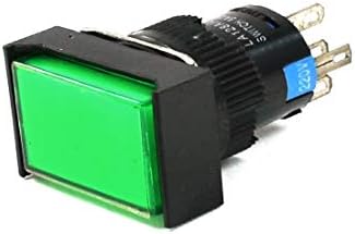 Нов Lon0167 led лампа ac 220 В SPDT 1NO 1NC с 5-пинов защелкивающимся зелен правоъгълно кнопочным ключа (led лампа ac 220-Licht SPDT 1NO 1NC 5-пинов Rastendes Grünes Rechteck-Drucktastenschalter