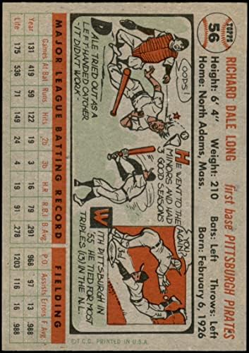 1956 Topps 56 Дейл Лонг Питсбърг Пайрэтс (Бейзболна картичка) NM/MT Пирати