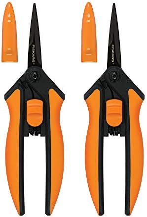Ножици за подстригване Fiskars 399241-1002 с микропригарным покритие, острие с незалепващо покритие, 2 бр., Инструменти за портокали и градинарство: Ножици за подстригване с