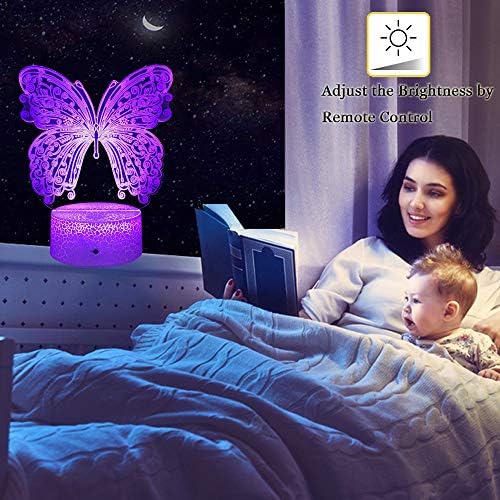 Лампа-пеперуда лека нощ-Пеперуда за деца с дистанционно управление, 7 Цвята + 16 Цвята, което променя Декор на Детска Стая, 3D Оптична Илюзия, Детска Лампа За подарък, И?