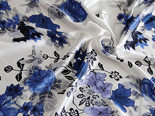 Maxfeel коприна тъкани Charmuse с цветен печат с ширина 45 см за спално бельо Dress by The Yard (се продава