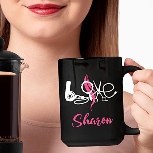 Кафеена чаша Love Hairstylist - Персонализирана чаша за чай бръснарски салон - Порцеланова чаша подарък от фризьорски