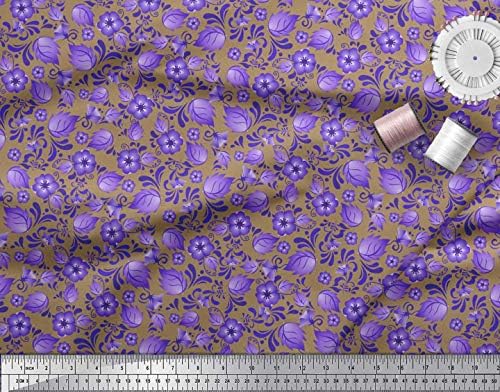 Художествена тъкан от Futon Джърси Soimoi с щампи на точки, листа и цветя модел Ширина 58 см