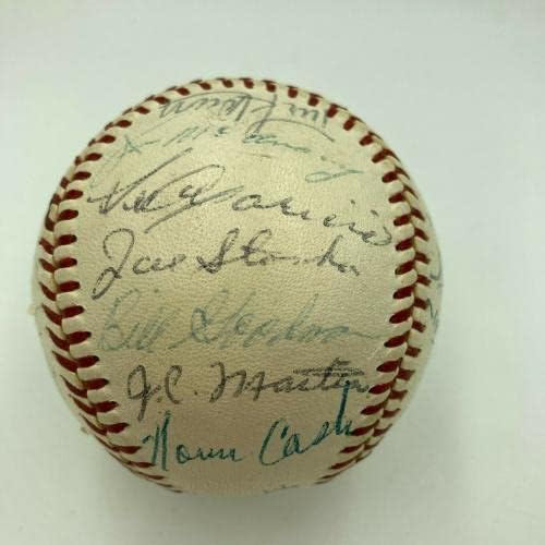 1959 Отборът на Чикаго Уайт Сокс АЛ Чемпс Подписа бейзболен договор с Нели Фокс JSA COA - Бейзболни топки с