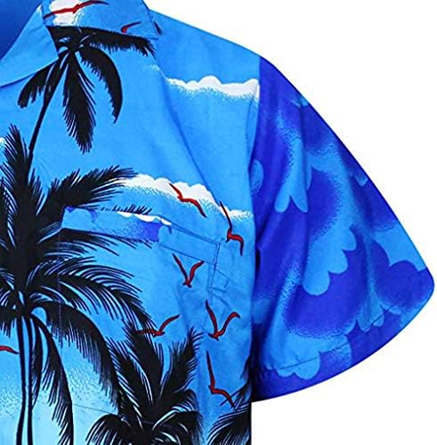 TOPUNDER Модерен Мъжки Ежедневни Плажна Блуза с Гавайским принтом Копчета С Къс ръкав, Бързосъхнеща Горна Част