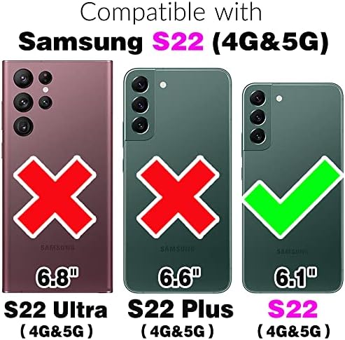 FDCWTSH е Съвместим с Samsung Galaxy S22 5G Чанта-портфейл и каишка за китката, Кожена каишка и Флип-държач
