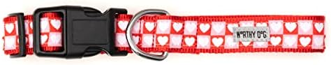 Стилни и здрави яки The Worthy Dog Colorblock Hearts, Регулируема Тренировъчен найлонов нашийник за домашни