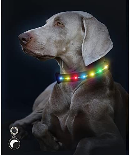Светлинен Нашийник за кучета RGB С Цветна Подсветка, D-Образен Пръстен Обтегач, D-образен пръстен, Светлинен