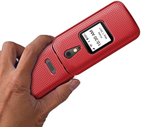 Калъф Nakedcellphone за Jitterbug Flip2, [Red] Защитен твърд калъф с капаче [Текстура на окото] за телефон Jitterbug