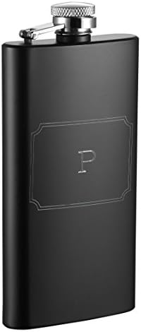 Поименна фляжка Visol Products Trim, 5 грама, с буквата P, матово-черна