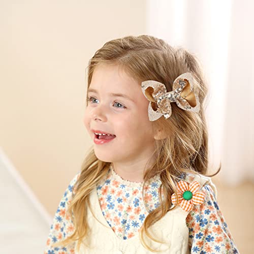 Сладък 3,8 златни блестящи лъкове за коса с пайети - комплект от 2 за малки момичета