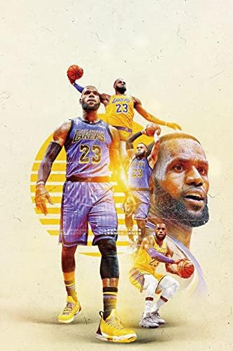 Плакат на краля баскетбол Джеймс, Художествена печат суперзвезда Джеймс 16 x 24, Стенни художествена печат -