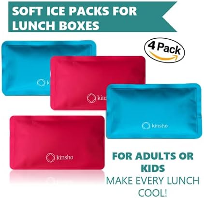 Комплект от 2-те малки кутии за закуска Bento за малки деца за момичета и момчета (розово и синьо) + Пакети с лед е за обяд (розово и тюркоаз)