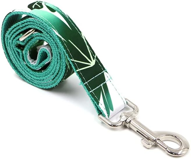 Нашийник за кучета DSFEOIGY с гравирана с име и принтом под формата на зелени листа, Стилен нашийник за домашни