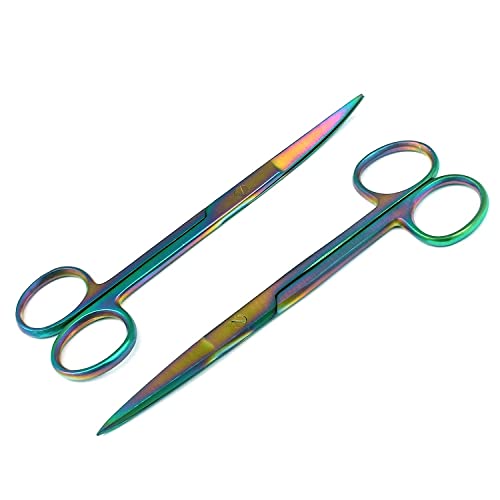 Комплект от 2 Многоцветни ножица Rainbow за работа с Титан Sharp /Sharp 5,5 от преки и извити Неръждаема Стомана,