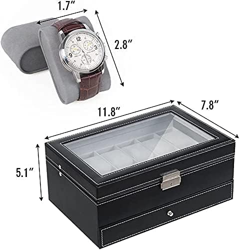 Кутия за съхранение на LOKOC Кутия за Часовници Кожен Калъф За часовници Часовници Очила За Съхранение на Бижута