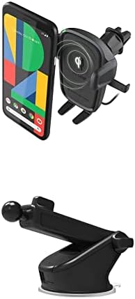 iOttie Лесно One Touch Wireless 2 слота за зареждане Qi CD + Комбинирано закрепване за телефон с вентиляционным дупка и допълнителна монтажна база - зарядно за Кола за iPhone, Google, Samsu
