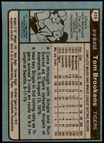 1980 Topps 416 Това Брукенс Детройт Тайгърс (Бейзболна карта) в Ню Йорк Тайгърс