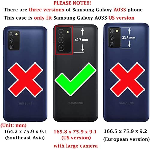 Съвместим с Samsung Galaxy A03s версия за САЩ, 5G 2022, една Чанта-портфейл, каишка за китката, Кожена каишка