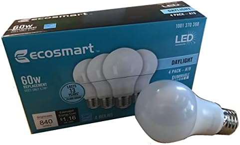 Led технологията EcoSmart 60 W, Еквивалент на Дневна светлина A19 Energy Star, led лампа с регулируема яркост