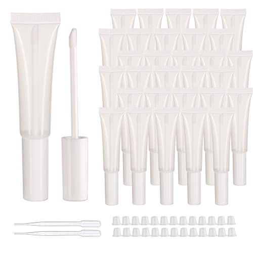 COSIDEA 50 опаковки, Празни бели 15 мл тюбиков за блясък за устни с пръчка 0,5 мл контейнер за мек гланц за устни контейнери за хигиенично червило празна туба