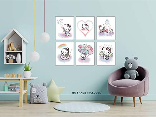 Пастелно плакат на Hello Kitty - Датски декор на стая в пастелни цветове, Аниме-Плакат, стая Декор в стил Hello