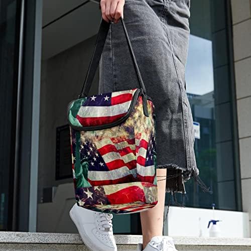 GUEROTKR Обяд-Бокс за жени, Обяд-Бокс за мъже, Малка Чанта за Обяд, по образец на Американски Флаг в чест на Деня на Независимостта, Статуята на Свободата