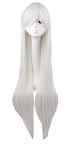 Перука за cosplay Missvig, дълга права бяла перука за парти в стил Лолита на Хелоуин, на синтетични косми, 32