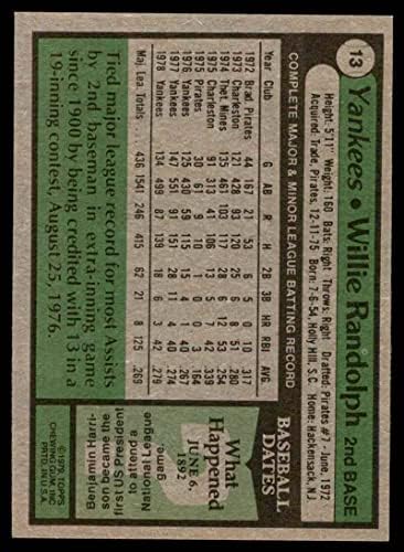 1979 Burger King 13 Уили Рандолф Ню Йорк Янкис (Бейзболна картичка), БИВШ Янкис