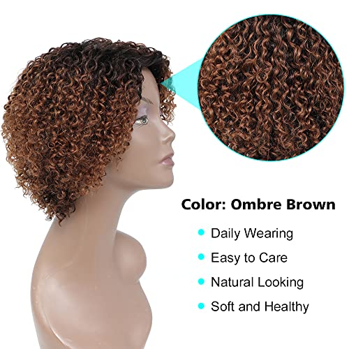 Къса Перуки HUA за Черни жени От Човешки коси Цвят Омбре, извратени Кратък Кестен перука с бретон от Бразилски
