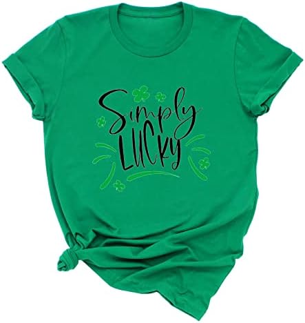 Просто Щастлив Риза, Риза На Деня на Св. Патрик, Дамски Тениски с ирландски Трилистником, Блуза С Писмото Принтом,