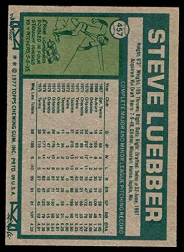 1977 Topps 457 Стив Люббер Миннесотские близнаци (Бейзболна картичка) Автограф Близнаци