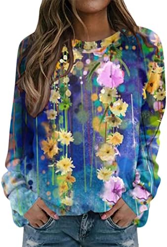 Дамски Блузи в западен стил с дълъг ръкав, Ежедневни Пуловери с Африкански Геометрични фигури, Върхове с Кръгло