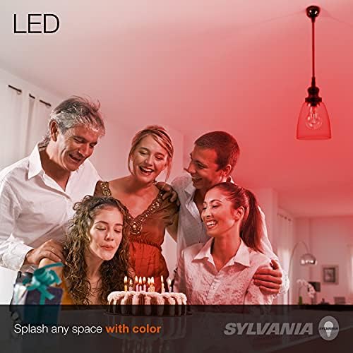 Led лампа с нажежаема жичка A19 от червено стъкло Sylvania, ефективна 4,5 W, еквивалент на 40 Вата мощност, с регулируема яркост, средна База E26 - 6 бр. (41740)