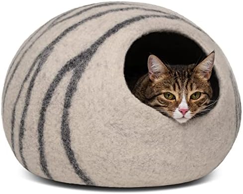 Котешка легло MEOWFIA Premium Felt Cave - Легло, ръчно изработени от мериносова вълна за котки и Котенца