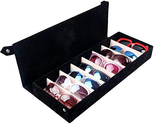 Anncus AFBC 8 Слотове Поставка За Очила Държач за Слънчеви Очила Витрина за съхранение на Очила, Бижута Тава Кутия За Съхранение Органайзер Унисекс Черен - (Цвят: черен)