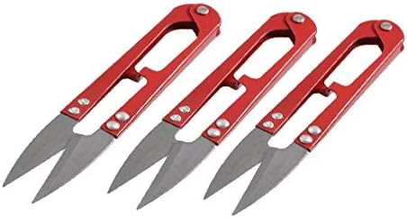 X-DREE 3 Бр. Нож за бисероплетения с Червена дръжка, Риболовна риболов линия, Ножици за шиене (3 Типа, Нож за