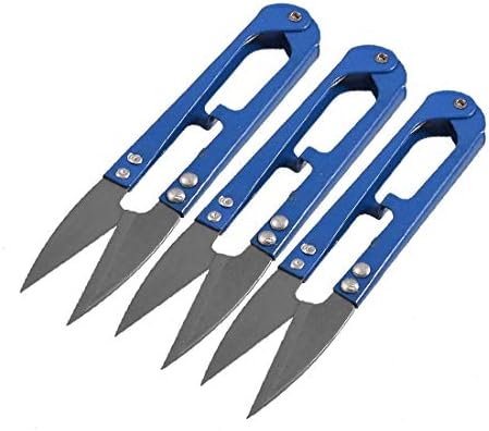 X-DREE 3 бр., U-образна Синя дръжка, риболов линия, Нож за кабел, Шевни Портновские ножица (3 piezas en forma
