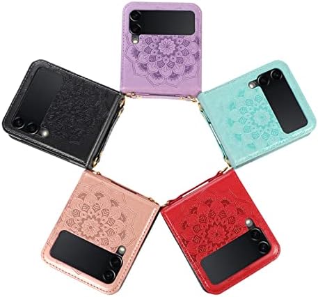 Кожен калъф за мобилен телефон ZiEuooo с отпечатан във формата на цвете на съвсем малък за Samsung Galaxy Z Flip 3/Z Flip 4 5G Делото, мека Броня с TPU рамка (Розово, Z Flip 4)