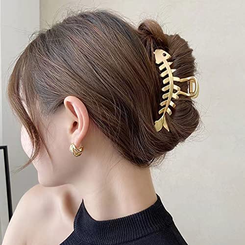 Големи Златни Игли за коса във формата на Риба кост, Дизайнерски Скоба за коса, Аксесоари за Коса, Метални Щипки