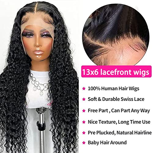 Amanda 13X6 перуки от дълбоки вълнообразни коса на дантели, човешка коса, предварително выщипанные перуки за черни жени, влажни и къдрави, плътност на 180%, HD прозрачни, дъ?