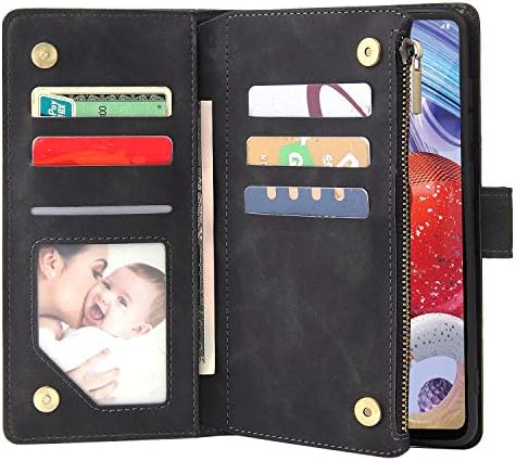 Калъф за телефон LBYZCASE за LG Stylo 6 (2020 г.), една чанта-портфейл LG Stylo 6, Луксозен калъф-награда от изкуствена кожа с панти капак [Джоб с цип] [Магнитна закопчалка] [Каишка за