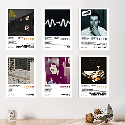 Arctic Monkeys Корица на Музикален Албум Плакат Художествена Печат Комплект от 6, Естетика стая 12x16 Инча, Без рамка