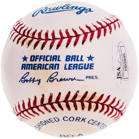 Джим Коутс С Автограф от Официалния представител на AL Baseball Ню Йорк Янкис JSA H93895 - Бейзболни топки
