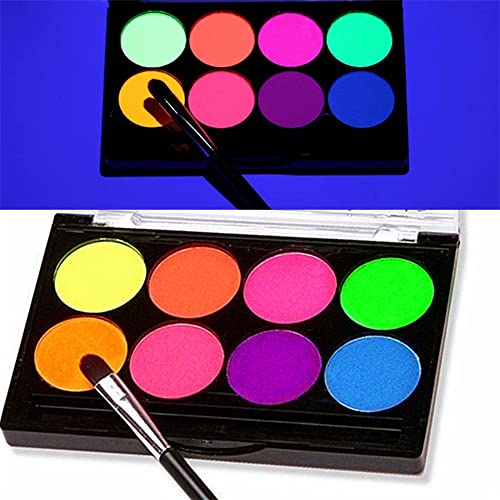 Палитра на бои за тялото Go Ho Neon Face, UV-Светещо в Тъмното Боя За лице, UV-Blacklight Забавни Makeup 8 Цвята