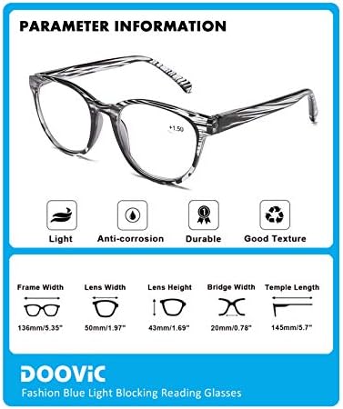 Компютърни Очила за Четене DOOViC, Блокиране на Синя Светлина, Срещу Пренапрежение на Очите, Стилни, В Райе,