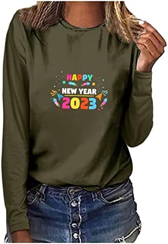 С Нов 2023 Година, Ризи с дълъг ръкав за жени, Момичета, Ежедневни Модна Тениска с кръгло деколте, Новост, Тениски,